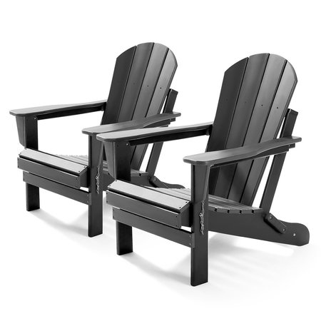 TAFEE Outdoor Folding Adirondack Chair, Grey, 2PK OC-ZD-2-GREY